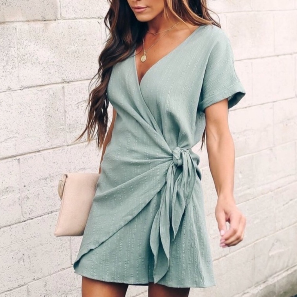 Vici Textured Wrap Dress - Picture 3 of 7